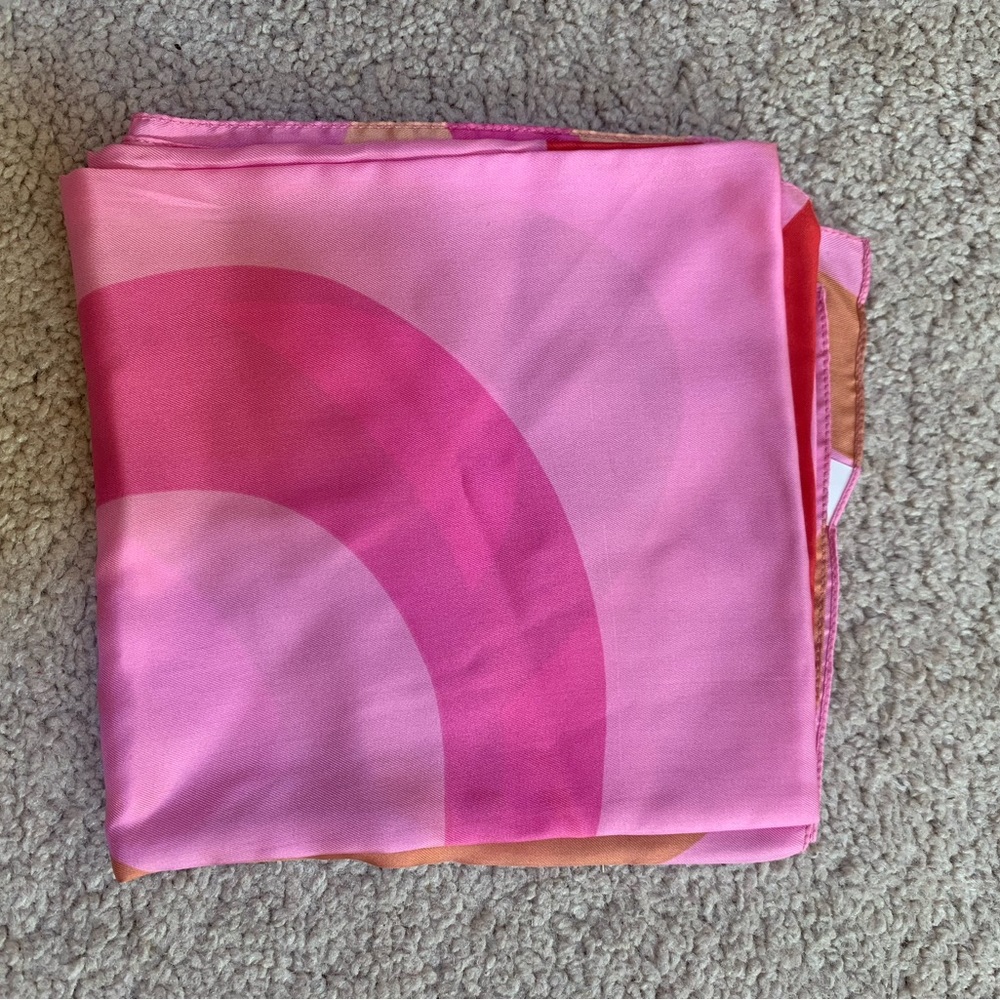 Pink Orange and Red Silk Scarf with Ringed Pattern